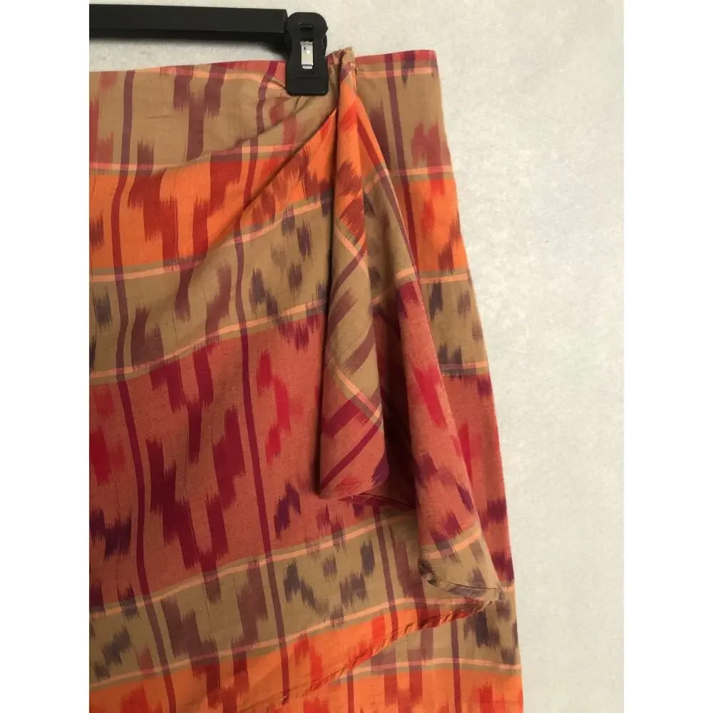 Lauren Ralph Lauren Wrap Skirt Geo-Motif Cotton-Linen Women's 16W NEW